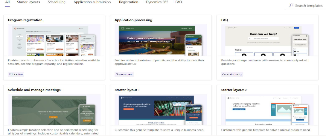 Power Pages Templates Overview
